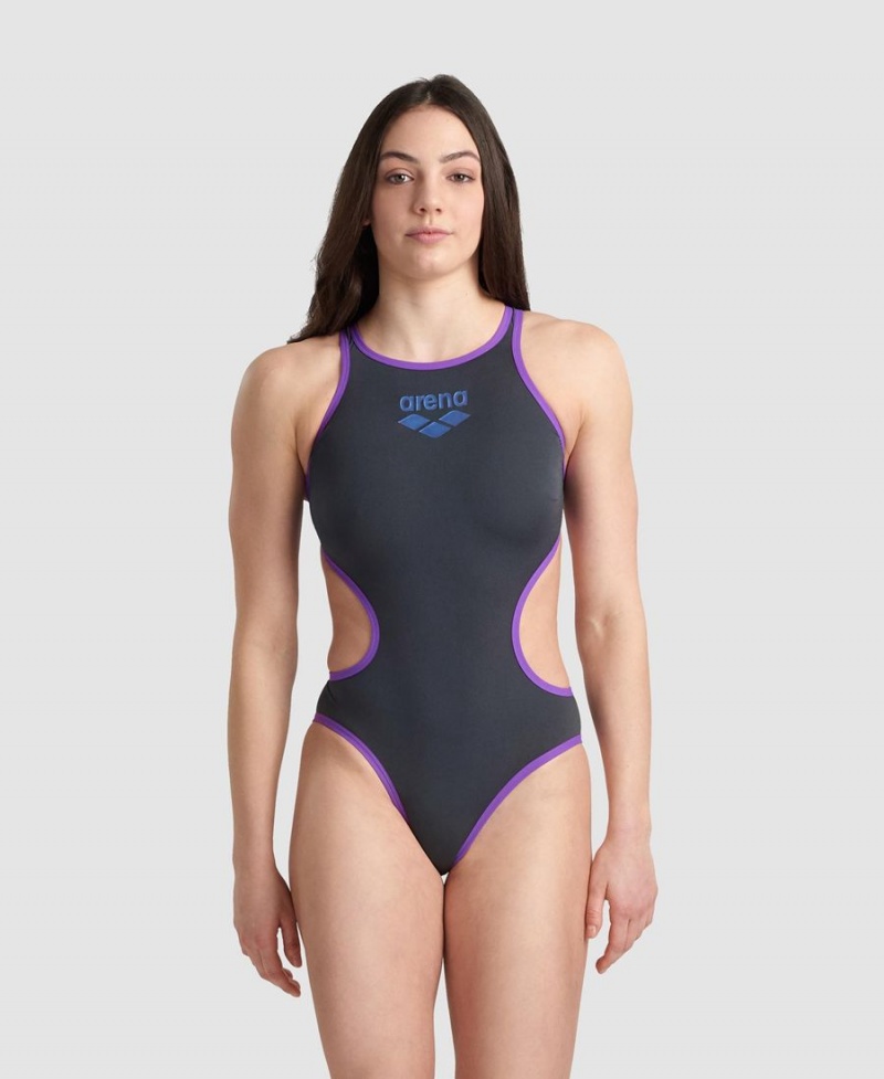 Maillot de Bain Arena The One Big Logo Grise Violette Femme | EUD-53027197