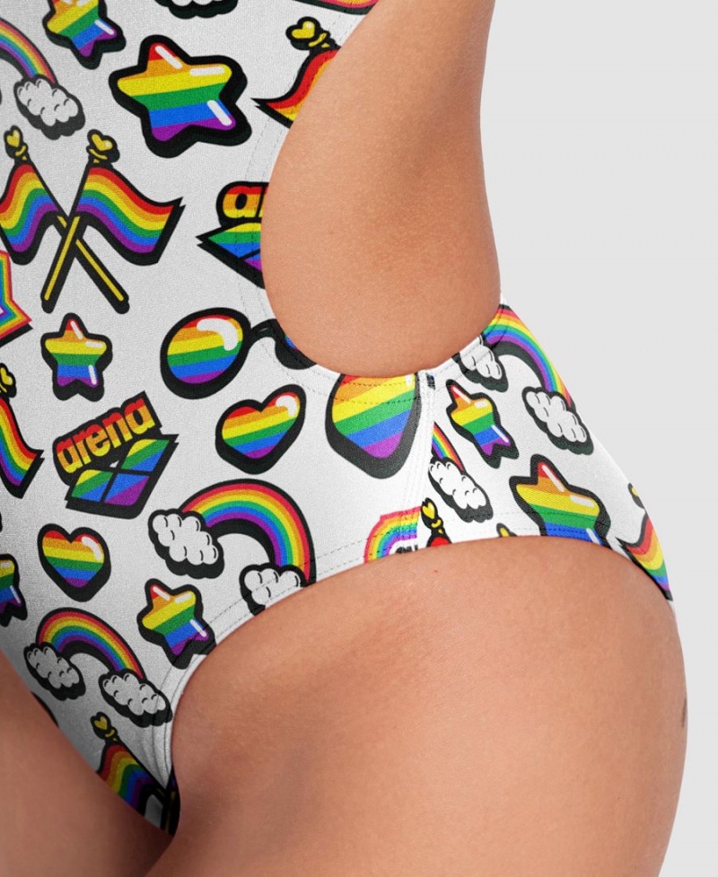 Maillot de Bain Arena Pride Print of The Month Challenge Back Blanche Multicolore Femme | OTB-35002841