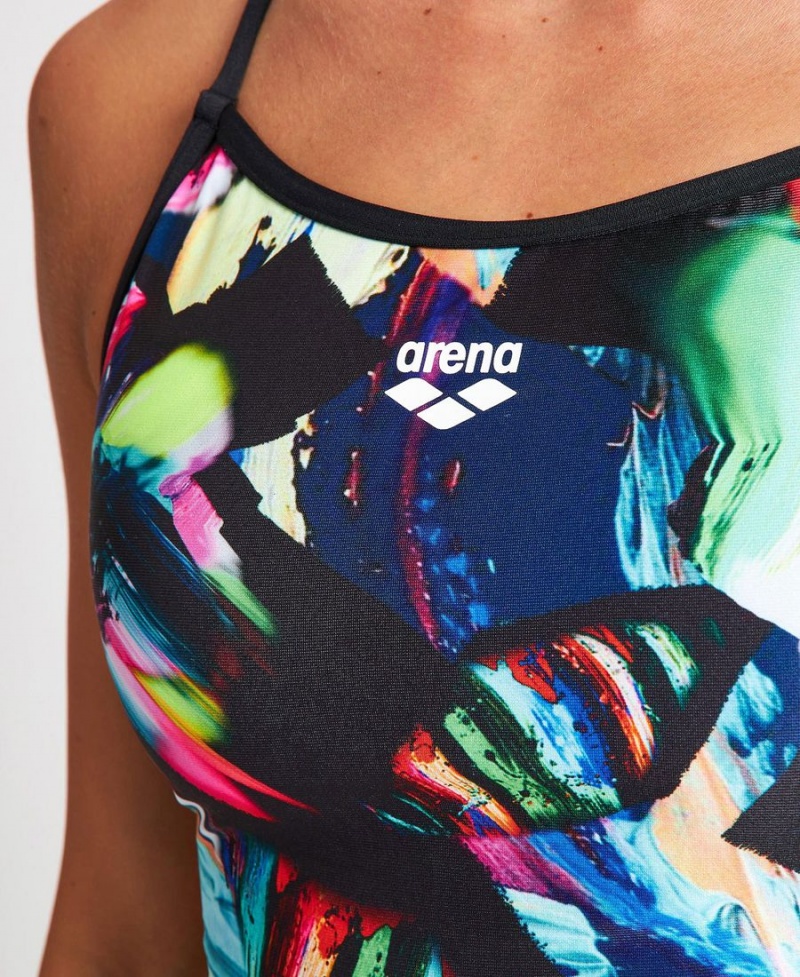 Maillot de Bain Arena Colorful Paintings Dentelle Back Noir Multicolore Femme | VMK-49176180