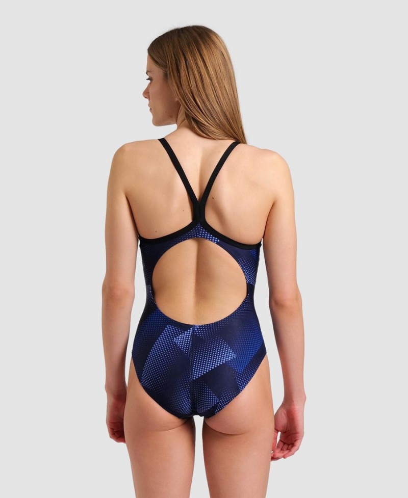 Maillot de Bain Arena Halftone Lightdrop Back Bleu Marine Femme | SRM-18076930