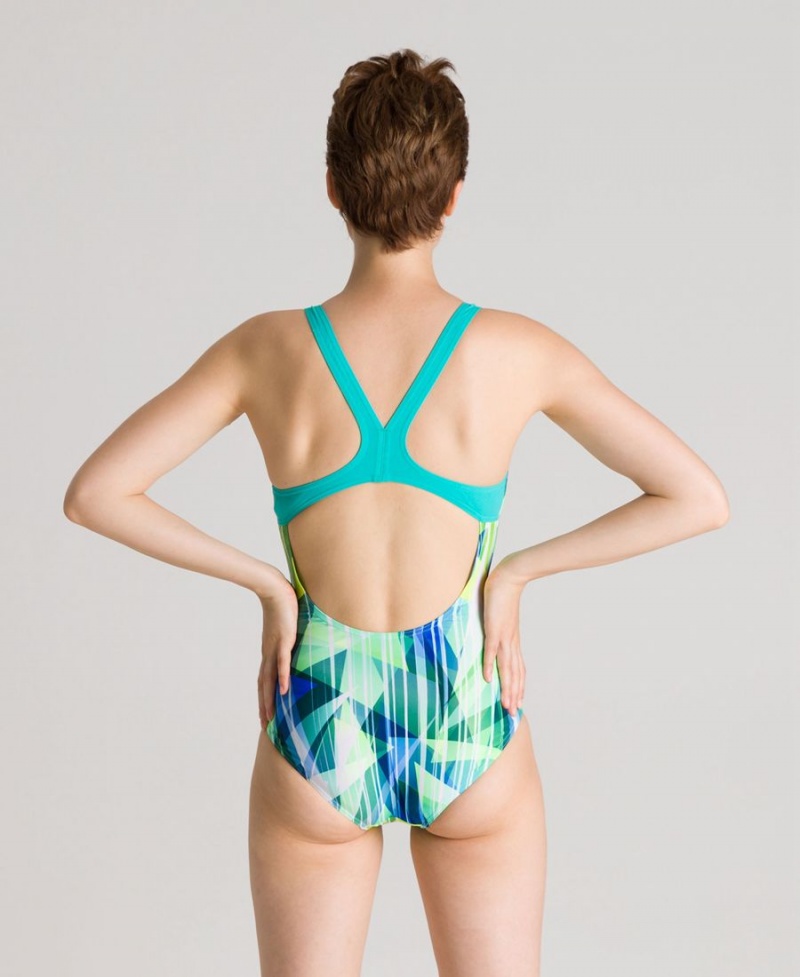 Maillot de Bain Arena Shading Prism Swim Pro Back Turquoise Multicolore Femme | HBD-48232266