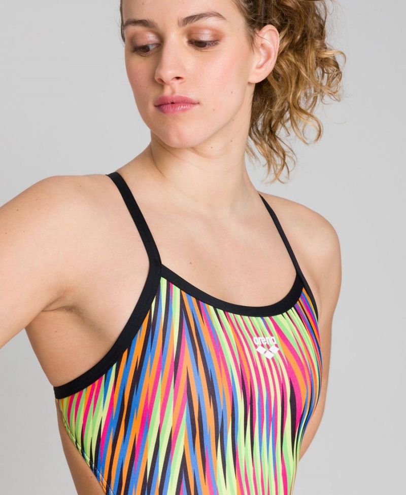 Maillot de Bain Arena Speed Stripes Challenge Back Noir Multicolore Femme | USW-39378162