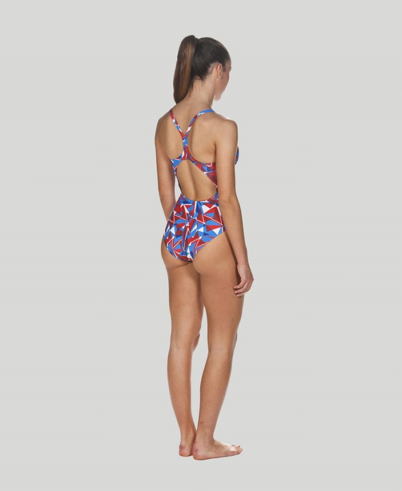 Maillot de Bain Arena Shattered Glass Light Drop Back Rouge Multicolore Femme | VNM-95042228