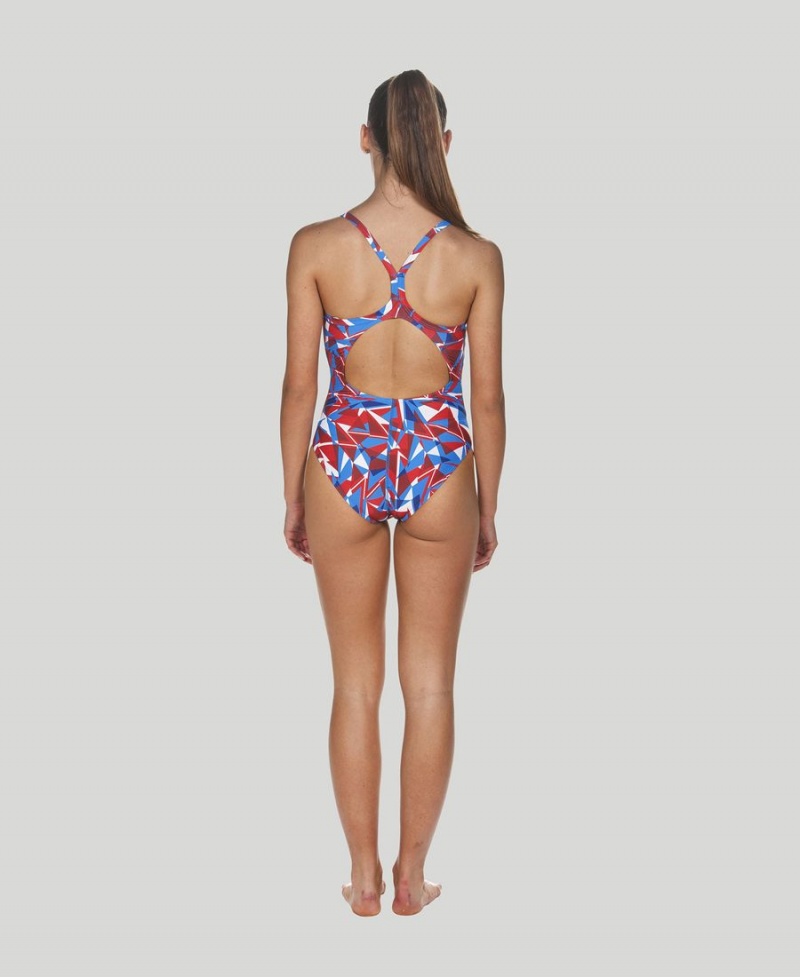 Maillot de Bain Arena Shattered Glass Light Drop Back Rouge Multicolore Femme | VNM-95042228