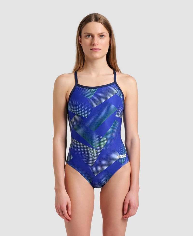 Maillot de Bain Arena Halftone Lightdrop Back Bleu Marine Bleu Femme | XKJ-49890965