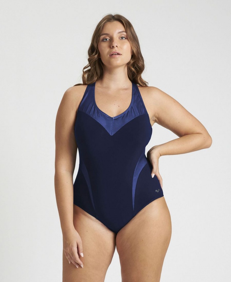 Maillot de Bain Arena Isabel Light Cross Back Plus Bleu Marine Bleu Femme | GXS-09118550