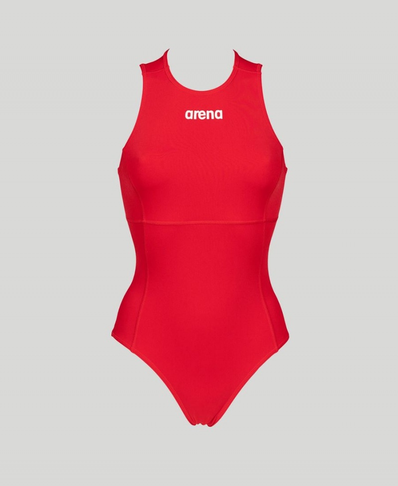 Maillot de Bain Arena Solid Waterpolo Rouge Femme | KJZ-98377765