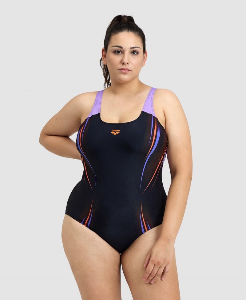 Maillot de Bain Arena Spikes Pro Back Plus Noir Violette Femme | CQG-35227034