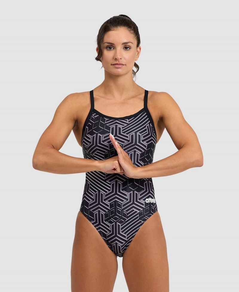 Maillot de Bain Arena Kikko Pro Challenge Back Noir Blanche Femme | ELM-31197313