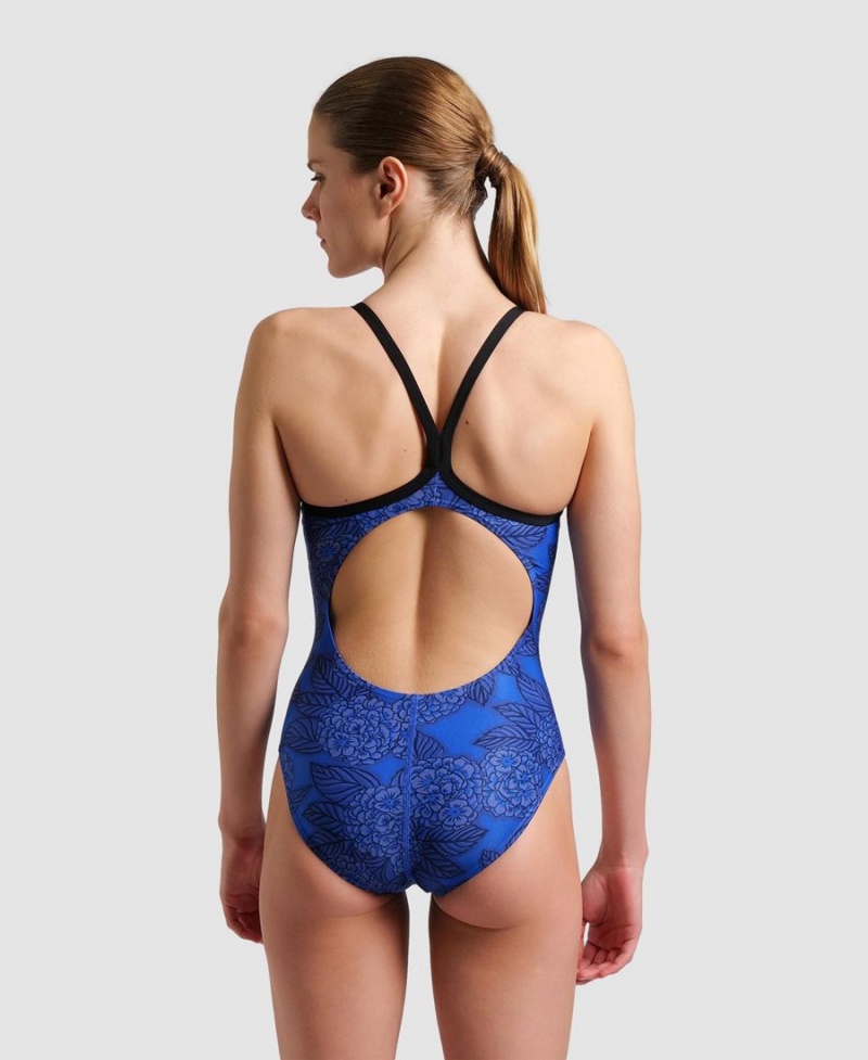 Maillot de Bain Arena Hydrangea Bouquet Light Drop Back Bleu Femme | MBJ-66165595