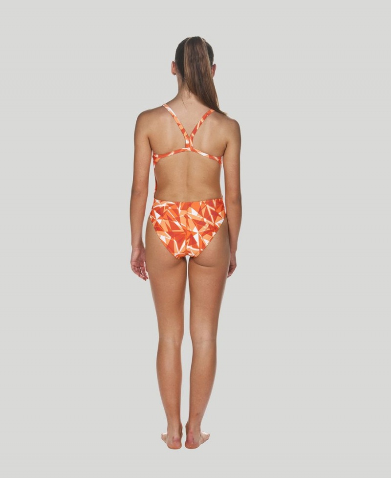 Maillot de Bain Arena Shattered Glass Challenge Back Orange Femme | NOA-55660262