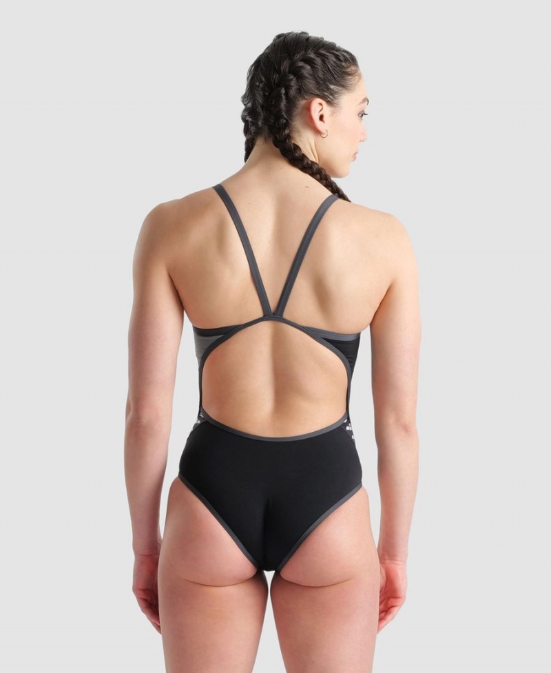 Maillot de Bain Arena Icons Super Fly Back Panel Noir Grise Blanche Femme | PDB-02570005