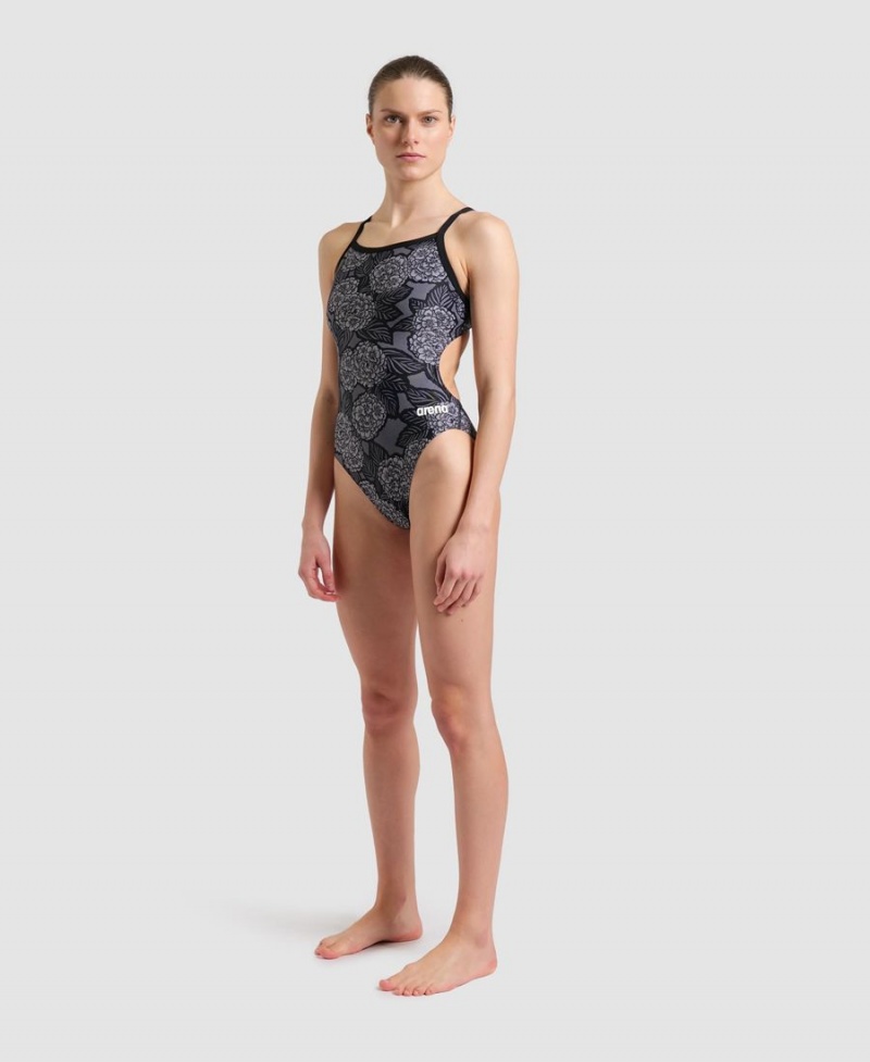 Maillot de Bain Arena Hydrangea Bouquet Challenge Back Noir Grise Femme | MYM-55233068