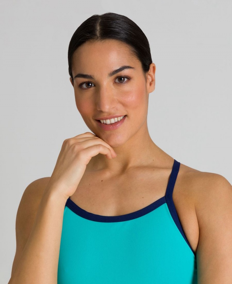 Maillot de Bain Arena Solid Light Drop Back Turquoise Bleu Marine Femme | GNA-54441173