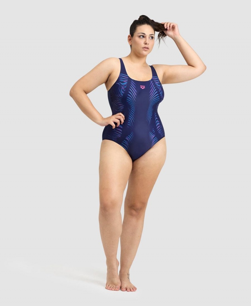 Maillot de Bain Arena Imprint U Back Plus Bleu Marine Femme | ZIK-02535086