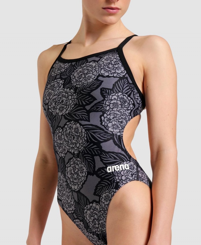 Maillot de Bain Arena Hydrangea Bouquet Challenge Back Noir Grise Femme | MYM-55233068