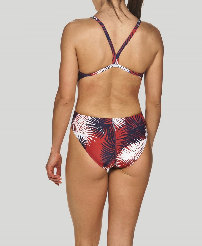 Maillot de Bain Arena Palm Forest Challenge Back Rouge Blanche Bleu Femme | FLQ-54979551