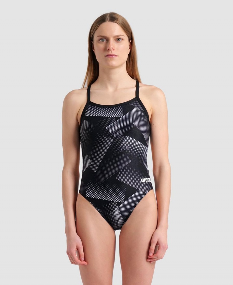 Maillot de Bain Arena Halftone Challenge Back Noir Grise Femme | XBV-02288320