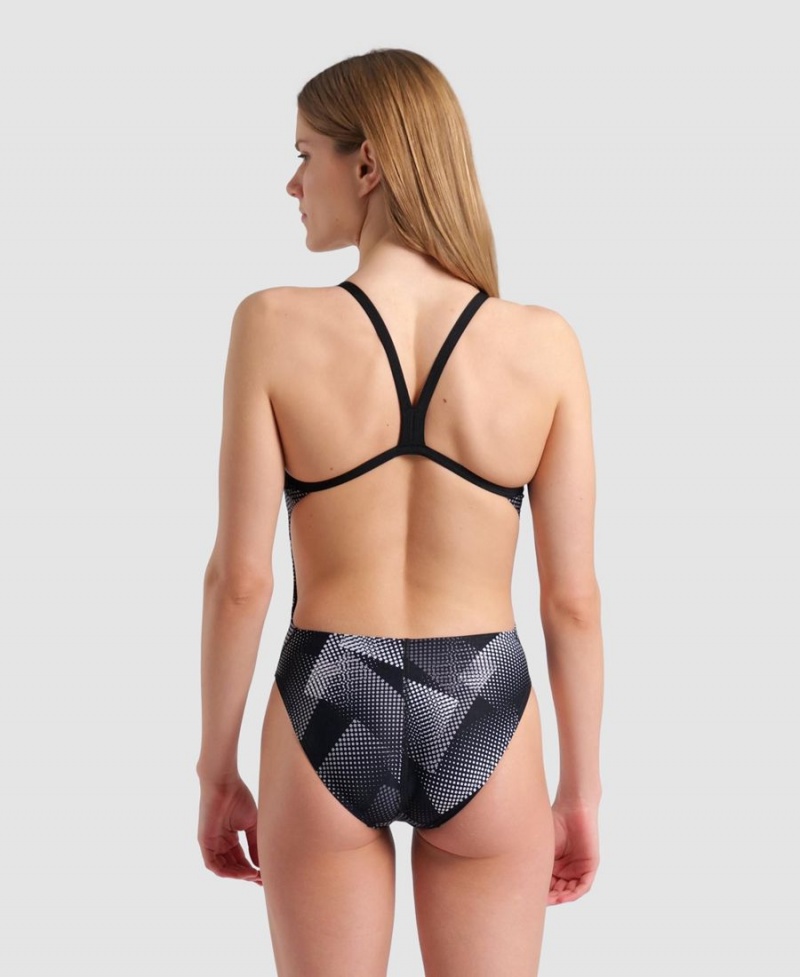 Maillot de Bain Arena Halftone Challenge Back Noir Grise Femme | XBV-02288320