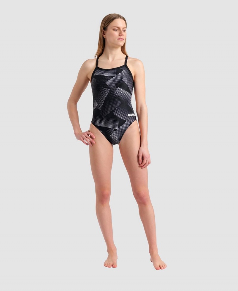 Maillot de Bain Arena Halftone Challenge Back Noir Grise Femme | XBV-02288320