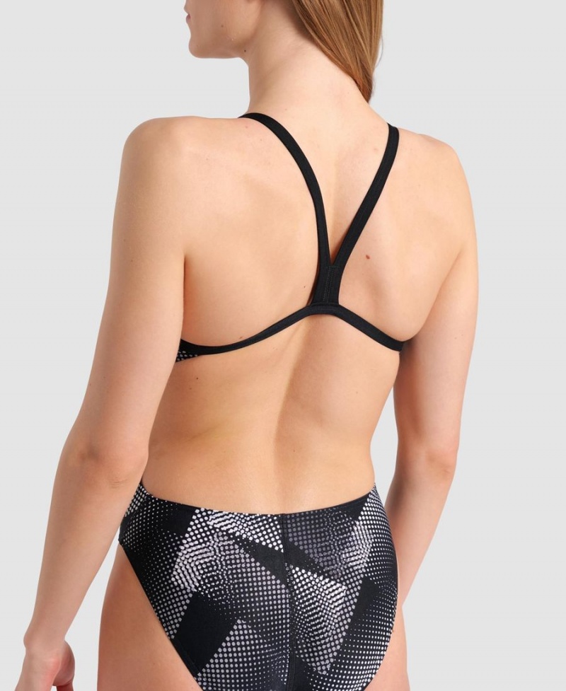 Maillot de Bain Arena Halftone Challenge Back Noir Grise Femme | XBV-02288320