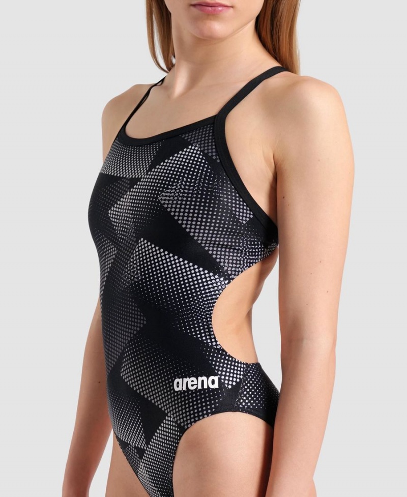 Maillot de Bain Arena Halftone Challenge Back Noir Grise Femme | XBV-02288320