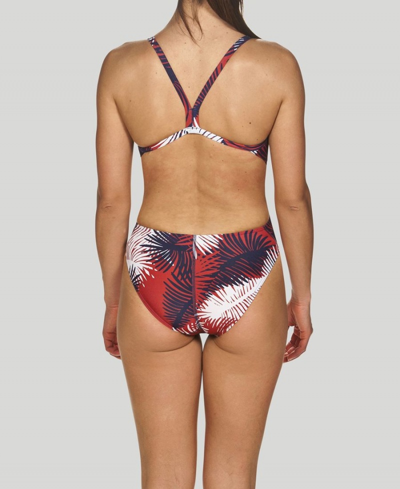 Maillot de Bain Arena Palm Forest Challenge Back Rouge Blanche Bleu Femme | FLQ-54979551