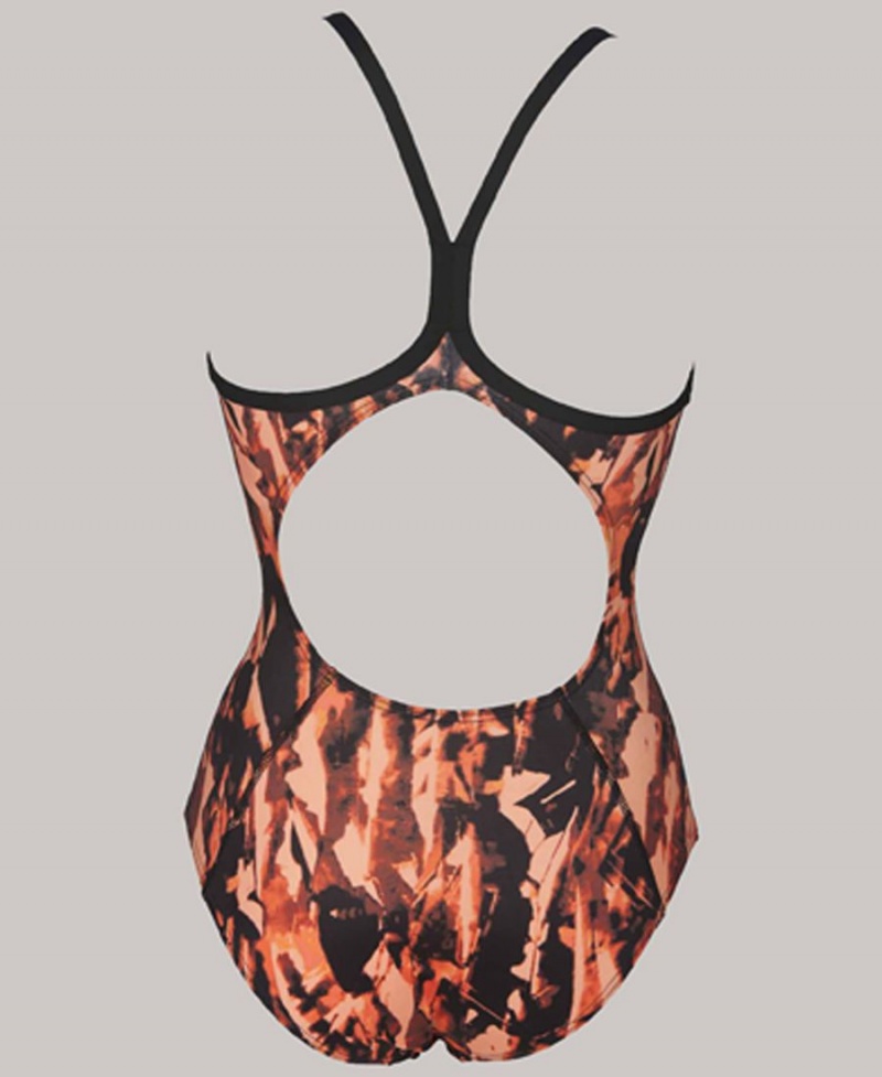 Maillot de Bain Arena Painted Light Drop Back Orange Femme | DYK-52363880