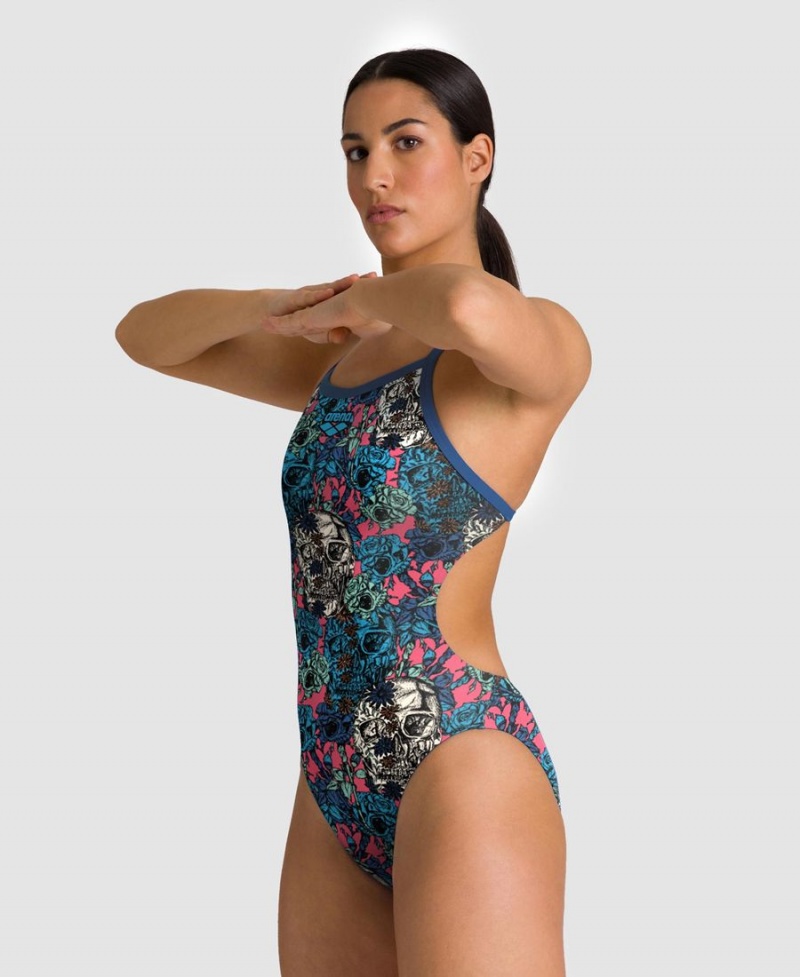 Maillot de Bain Arena Drew Kibler Collection Challenge Back Bleu Rose Femme | CUM-78146832