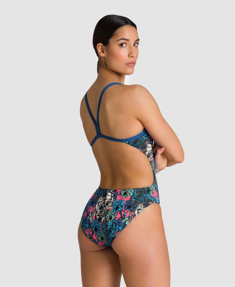 Maillot de Bain Arena Drew Kibler Collection Challenge Back Bleu Rose Femme | CUM-78146832