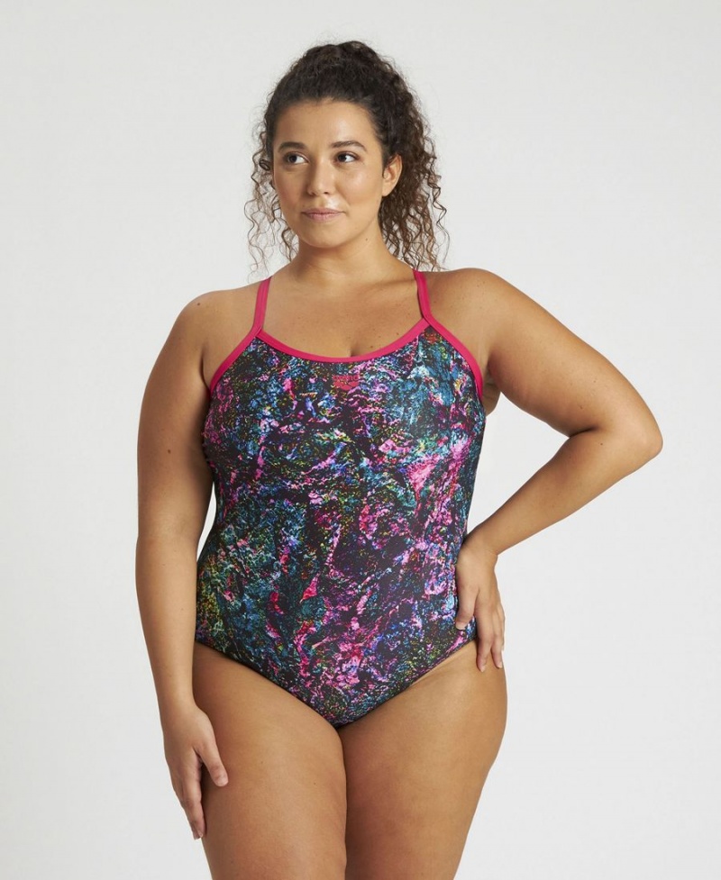 Maillot de Bain Arena Mountains Texture Light Drop Back Plus Rose Multicolore Femme | JJT-84439103