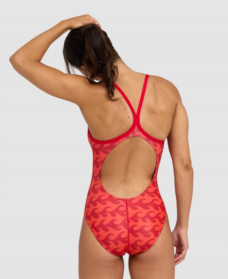 Maillot de Bain Arena Ride The Wave Light Drop Back Rouge Femme | SOK-05117496