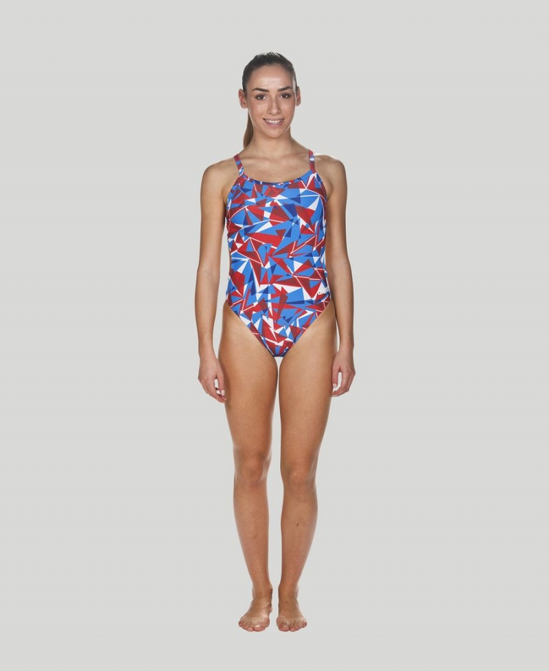 Maillot de Bain Arena Shattered Glass Challenge Back Rouge Blanche Bleu Femme | TSB-87400788