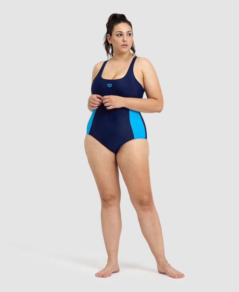 Maillot de Bain Arena Control Panel Pro Back Plus Bleu Marine Turquoise Femme | ACP-73372975