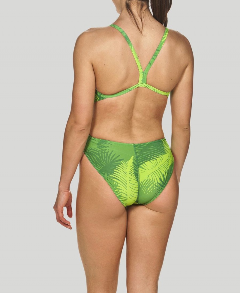 Maillot de Bain Arena Palm Forest Challenge Back Vert Femme | RVR-45190119