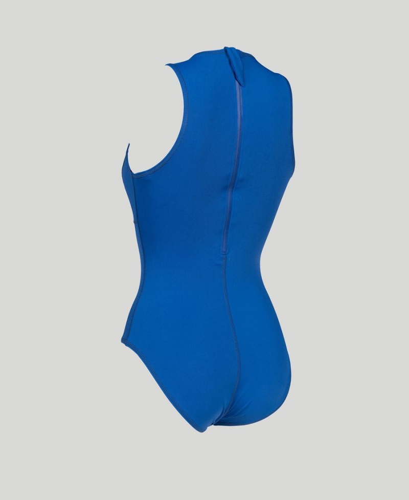 Maillot de Bain Arena Solid Waterpolo Bleu Femme | HEQ-68557286