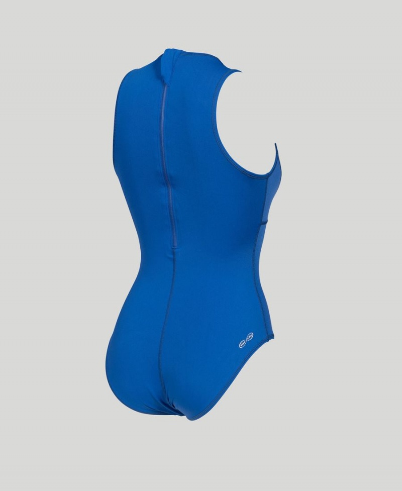 Maillot de Bain Arena Solid Waterpolo Bleu Femme | HEQ-68557286