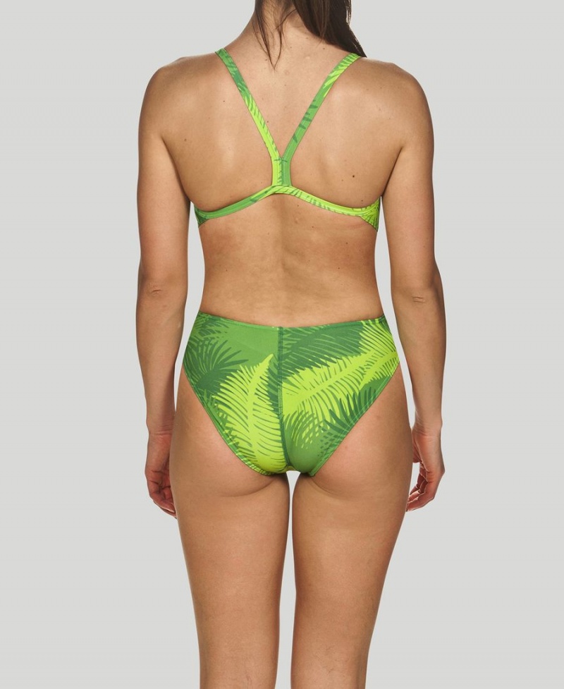 Maillot de Bain Arena Palm Forest Challenge Back Vert Femme | RVR-45190119