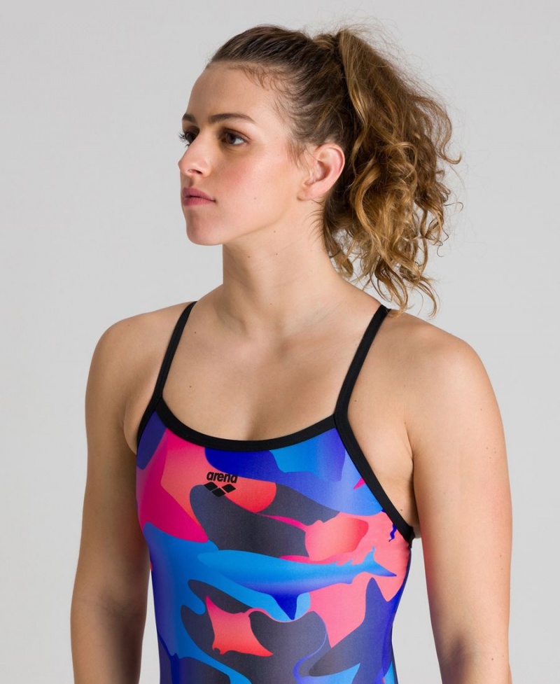 Maillot de Bain Arena Shark Camo Light Drop Back Noir Multicolore Femme | DOI-39350536