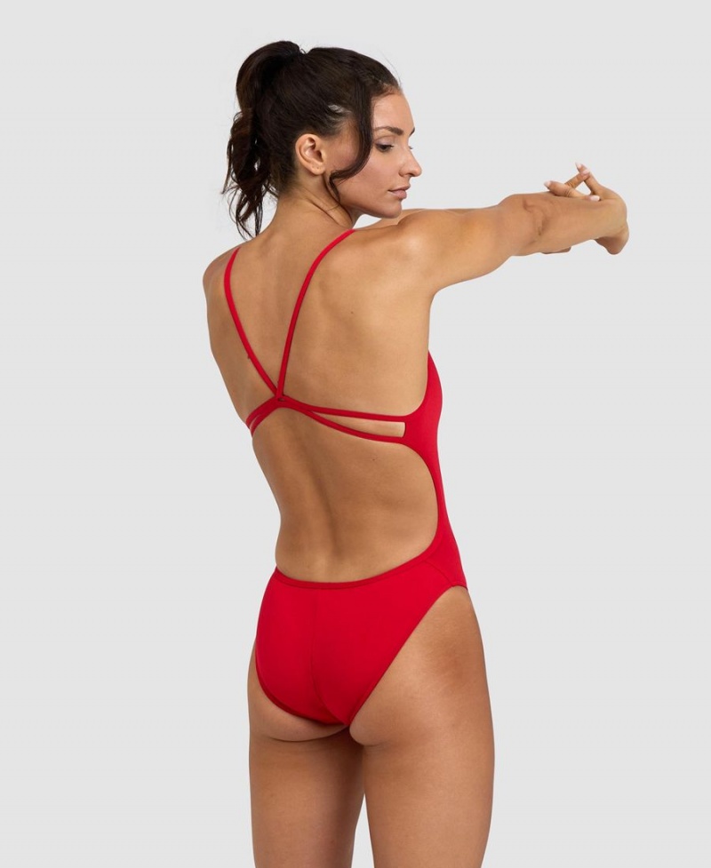 Maillot de Bain Arena Solid Dentelle Back Rouge Blanche Femme | JIJ-47118890