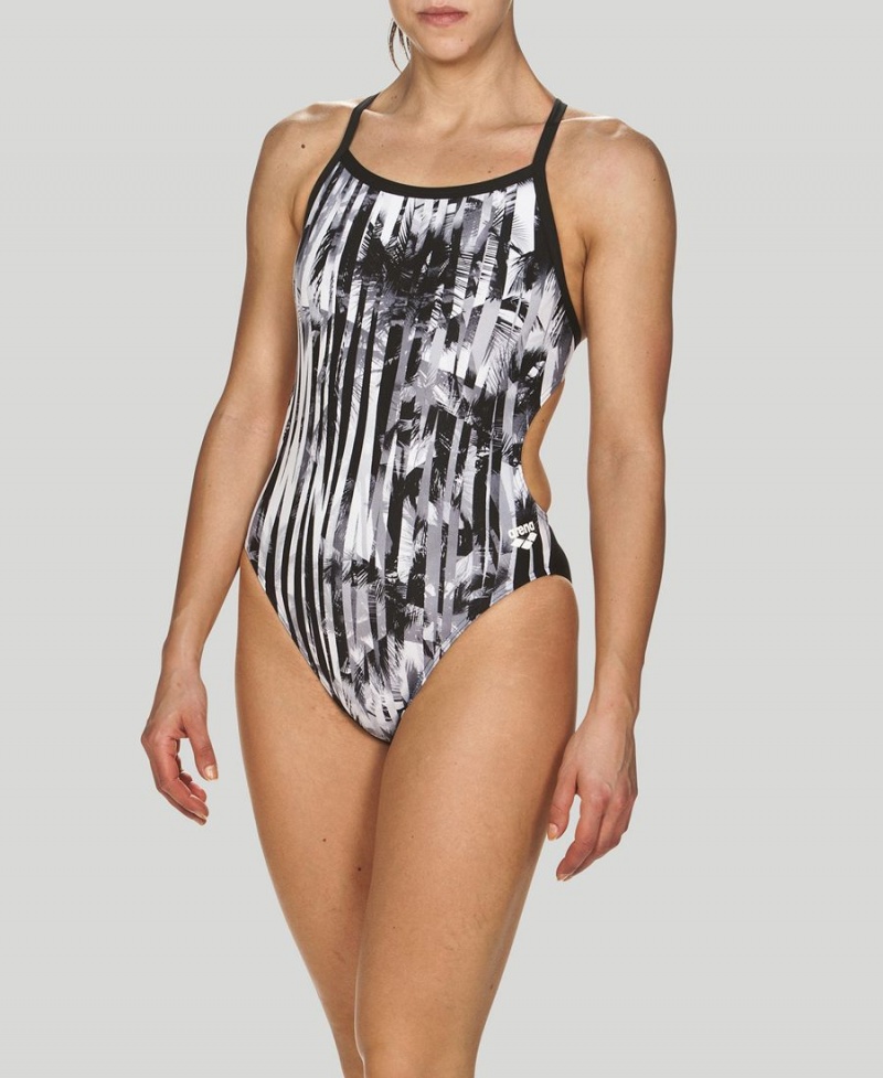 Maillot de Bain Arena Riviera Challenge Back Noir Blanche Femme | VRM-12149559